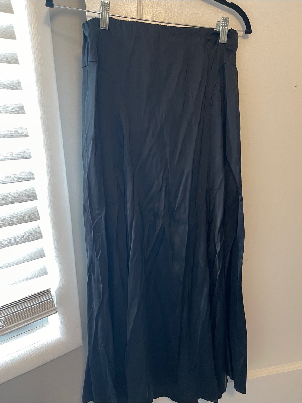 Banana Republic Black Silk Midi Skirt - Flowing A-Line
